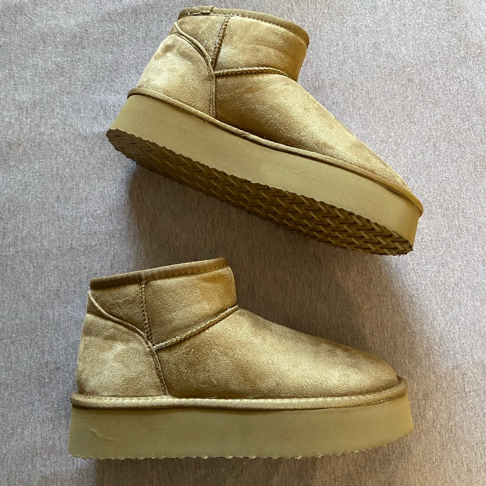 Brown platform boots